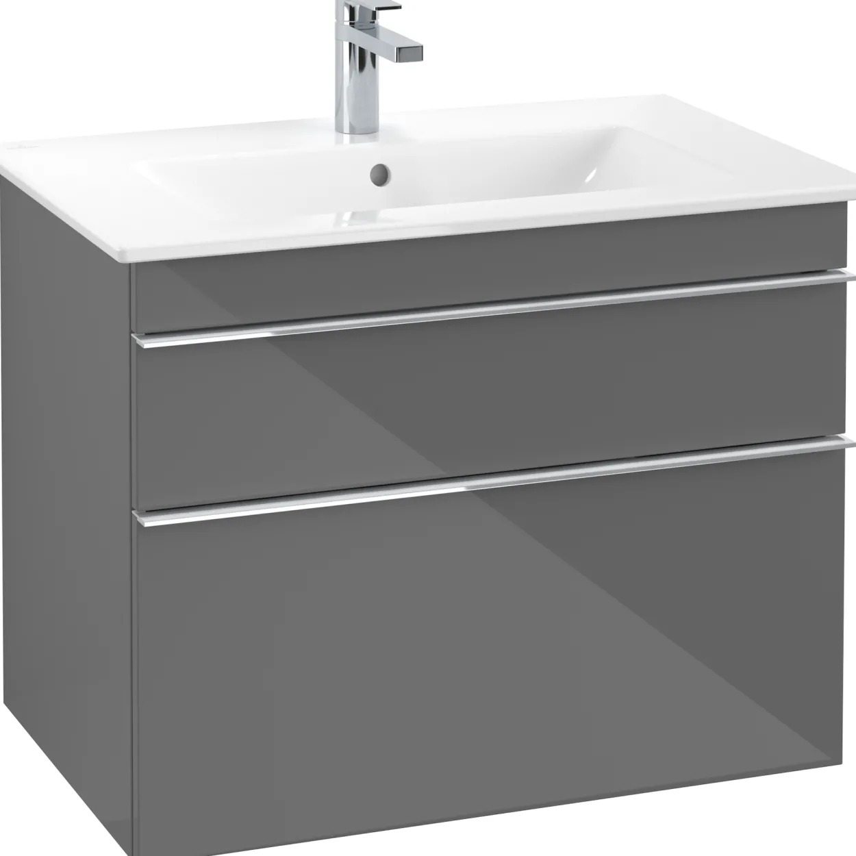Villeroy & boch venticello servantskap grå høyglans m/2 skuffer, 753 x 590 x 477 mm