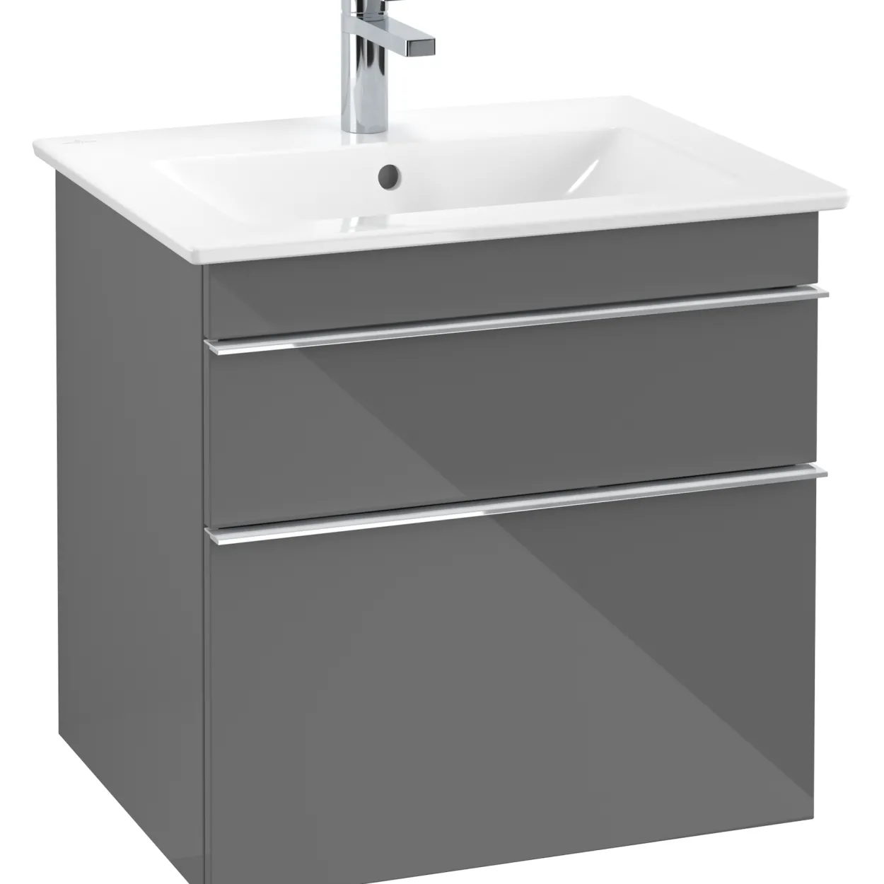 Villeroy & boch venticello servantskap grå høyglans m/2 skuffer, 603 x 590 x 477 mm