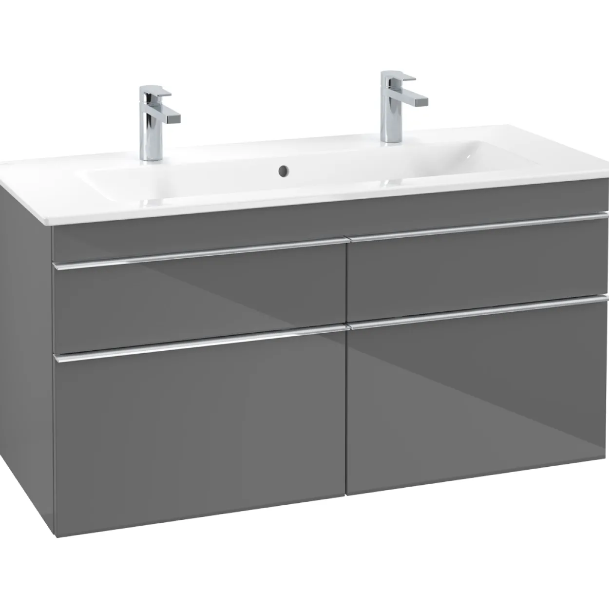 Villeroy & boch venticello servantskap grå høyglans m/4 skuffer, 1153 x 590 x 477 mm
