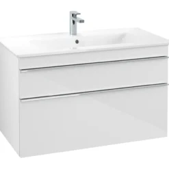 Villeroy & boch venticello servantskap hvit høyglans m/2 skuffer, 953 x 590 x 477 mm
