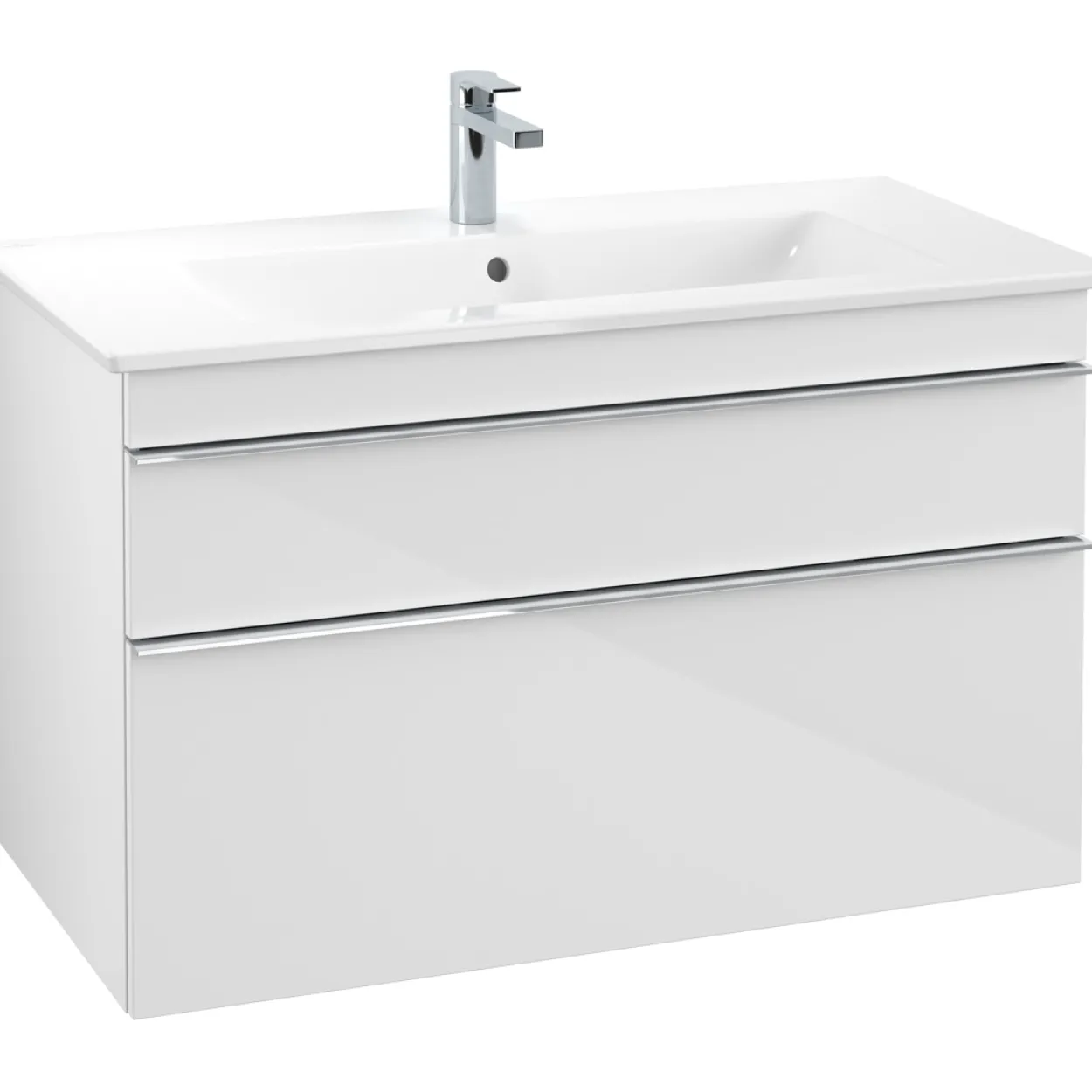 Villeroy & boch venticello servantskap hvit høyglans m/2 skuffer, 953 x 590 x 477 mm