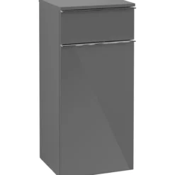 Villeroy & boch venticello sideskap høyre grå høyglans m/1 dør & 1 skuff, 404 x 866 x 347 mm