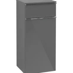 Villeroy & boch venticello sideskap venstre grå høyglans m/1 dør & 1 skuff, 404 x 866 x 347 mm