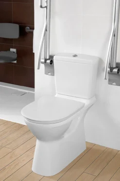 Villeroy & boch vicare toalettsete med gripekant, hvit alpin antibakterielt m/solid og gjennomgående hengsel