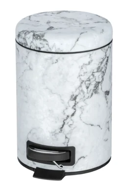 Wenko pedalbøtte 3 liter marmor hvit