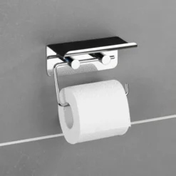 Wenko toalettpapirholder med hylle selvklebende krom