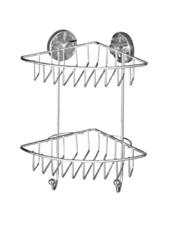 Wenko vacuum-loc dusjhylle m/2 hyller hjørne